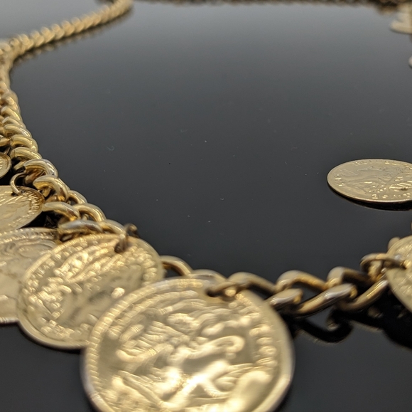 MULTI COIN DETAIL CHUNKY STATEMENT NECKLACE - Picture 7 of 7